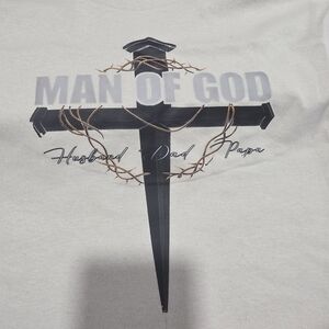 Gildan White 'Man of God' Cross Tee